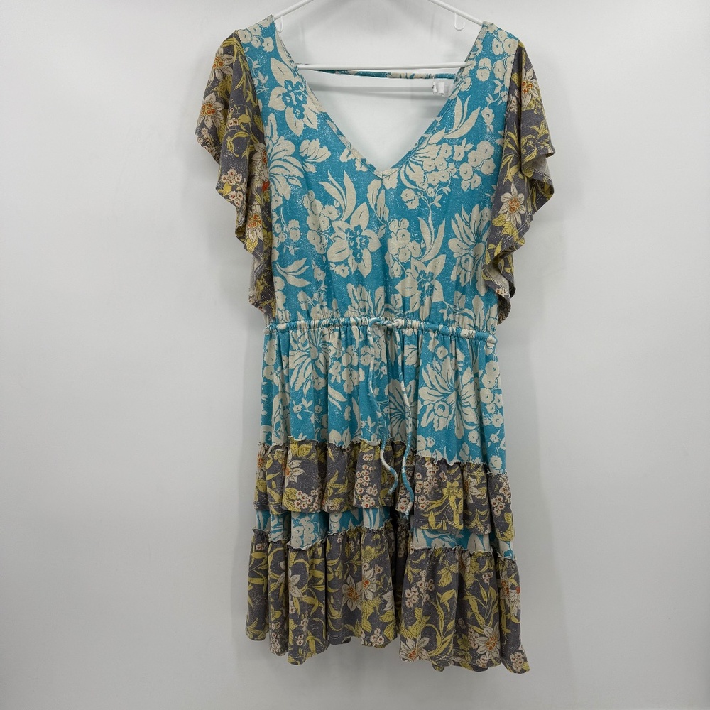 Daily Practice Anthropologie Dress Women Small Blue Gray Boho Peasant Prairie